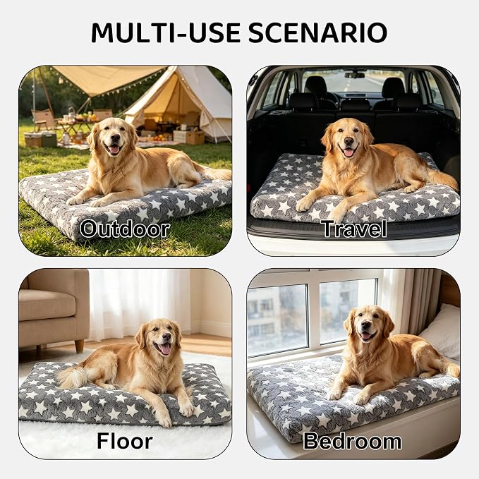 Orthopedic Dog Bed for Large Dogs, Washable Dog Mat with Removable Zippered Cover, Non-Slip Bottom, Comfort Crate Bed (Grey, L(35"*23"*3.1")) - Image 8