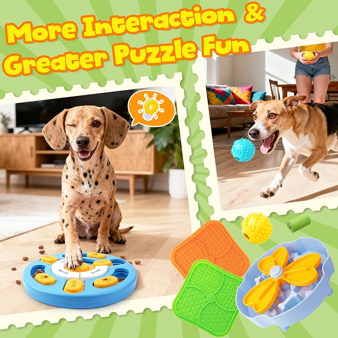 Forfon Slow Feeding Enrichment Set with Lick Mat & Puzzle Toy | Multi-Level Challenge, Mental Stimulation,Healthy Eating Habits,Puzzle Solving,Treat Play - Image 4