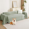 MYSKY HOME Green Sofa Covers Tassel Couch Cover for Pet Dogs Sage Couch Cushion Covers for L Shape Universal Chenille Sofa Throw Cover Washable Sectional Couch Covers for Living Room, 71" X102" by MYSKYHOME