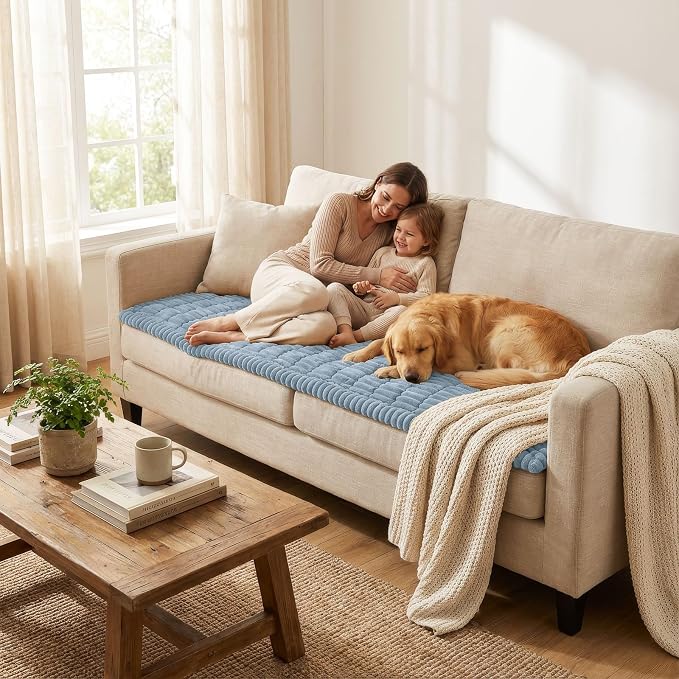 Smiry Couch Cover for Dogs, Non Slip Washable Sofa Protector for Pets | Soft Furniture Cover for Leather & Fabric Couches, Cozy Protect Against Fur, Dirt & Messes, Pet Friendly, 27.6"x82.7" - Image 6