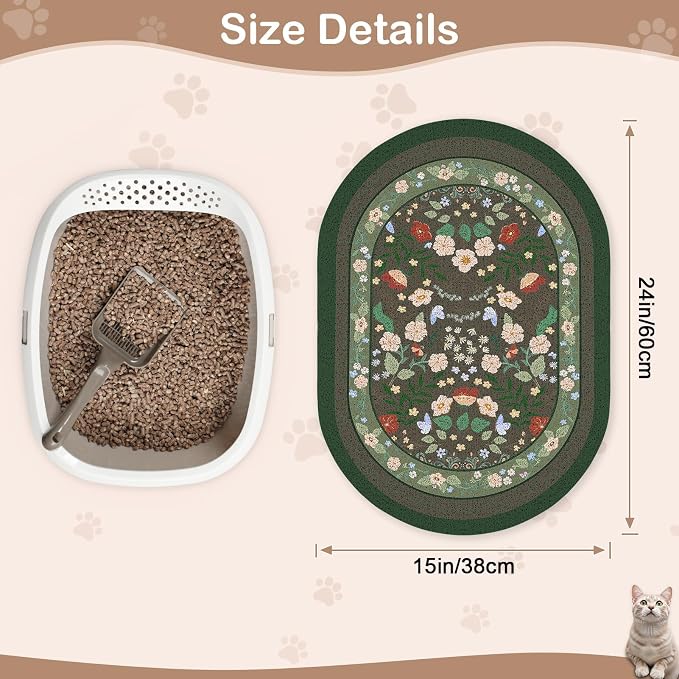 Bienbee Cat Litter Mat, 24" x 15" Dense Trapping Mesh for Litter Boxes | Litter Box Mat with PVC Mesh, Waterproof &Urineproof, Non-Slip Grip, Soft On Kitty Paws and Easy to Clean to Protect Floor - Image 6