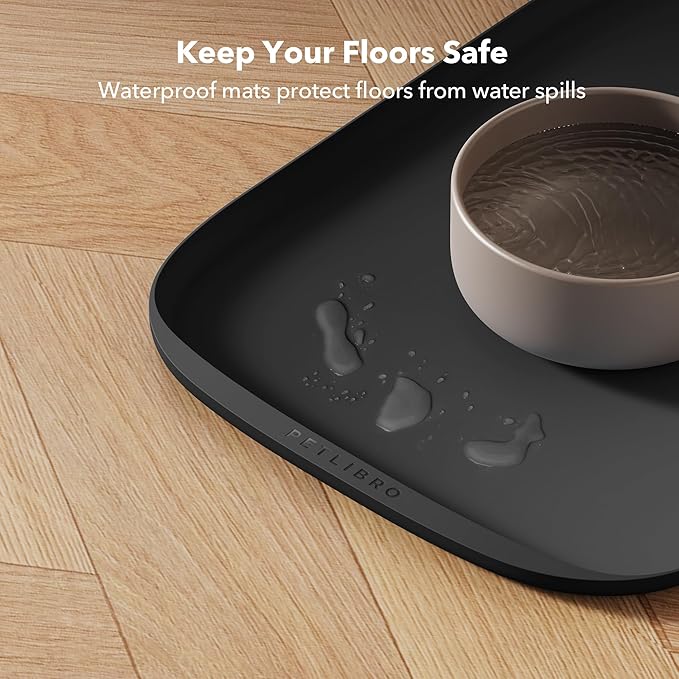 PETLIBRO Dog Food Mat, Keep Floors Clean Under Food & Water Bowls, Non-Slip Waterproof Mat for Automatic Feeders & Cat Water Fountains, 22” x 16.5”, Black - Image 3