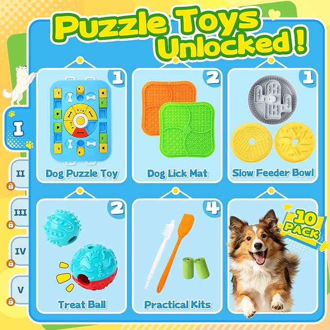 Forfon Upgraded Dog Enrichment Toy Set with Slow Feeder Bowl & Puzzle Toy | For All Breeds, Detachable Bowl Design, Replaceable Lick Mats, Mental Stimulation, Healthy Eating - Image 2