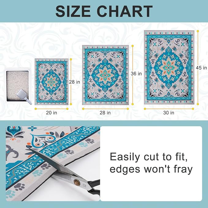 BEAUTYZOO Cat Litter Mat Litter Trapping Mat, 32"x 45" Large Litter Box Mat, Waterproof Kitty Litter Mat, Non-Slip Litter Rug Mats Pads for Floor Scatter Control, Soft on Paws & Easy to Clean, Blue - Image 6