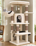 Globlazer Corner Stable Cat Tree Tower with Scratching Post, C51, Beige | 51in Space-Saving Multi-Level Cat Condo for Indoor Cats with Hammock, Large Top Perch for Large Cats, Cozy Cat Cave by Globlazer