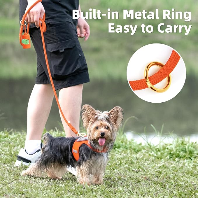 5FT Dog Leash 5/16 inch Puppy Cat Rope Lead | Orange, with Anti-tangle Swivel Clip, Comfortable Non-slip Grip Handle, Ideal for Daily Walks, for Small Medium Dogs - Image 5