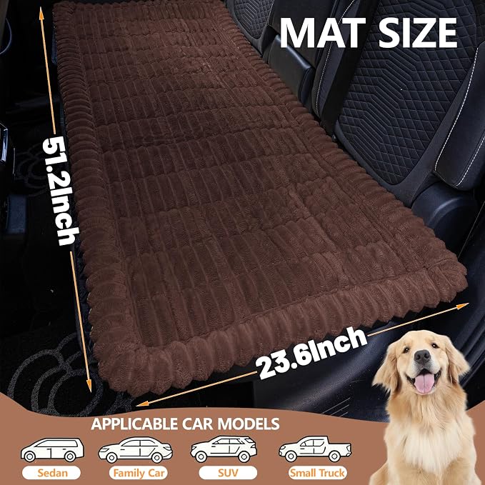 Dog Car Seat Waterproof Bed Cover Back Seat Dark Brown 23.6”x51” | Nonslip Soft Comfortabl Pet Bed Mat Car Blanket for Travel Backseat Extender Seat Covers Dog Bed for Cars Trucks and SUVs - Image 4
