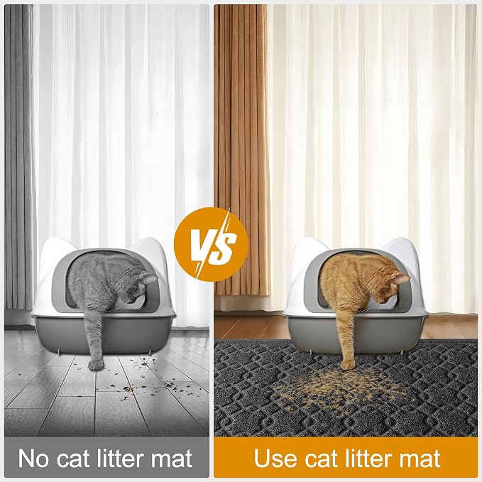 Cat Litter Box Mat, 35" x 24" Large Kitty Litter Trapping Mat Keep Floor Clean, Litter Box Mat Scatter Control, Waterproof, Easy to Clean, Durable Large Size Litter Mats for Floor - Image 6