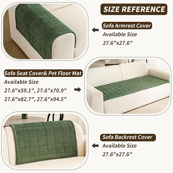 Couch Covers for Dogs, Non Slip Washable Pet Couch Covers for Sofa | 27.6”x70.9” Green Soft Velvet Sofa Covers for 2-3 Cushion Couch, Couch Protect Against Pet Hair, Scratches & Stains - Image 4