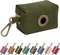 Didog Dog Poop Bag Holder for Leash, Stylish PU Leather, Dark Green | Easy Clean for Daily Walking, Quick to Install on Leash & Harness, Easy-Pull with Metal Clip, Includes 1 Roll Pet Waste Bag by Didog