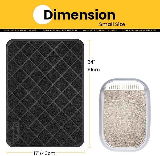 Conlun Cat Litter Mat Litter Trapping Mat, 24" x 17" Premium Durable PVC Grid Mesh with Scatter Control, Non-slip, Less Waste Cat Litter Box Mat, Soft on Kitty’s Paws, Urine Waterproof - Image 2
