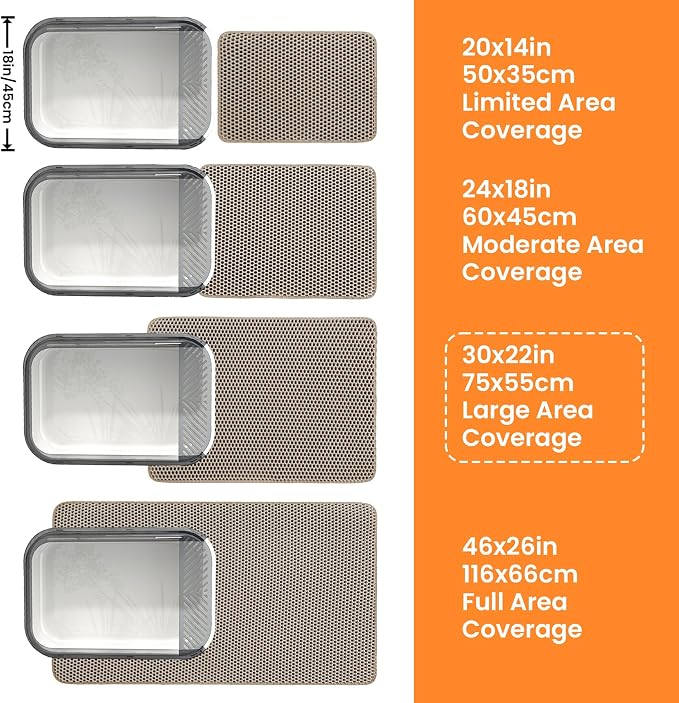 Extra Large Cat Litter Mat, Double Layer Honeycomb, Beige | 30x22”, Reduces Litter Tracking, Easy to Clean, Waterproof, Non-Slip, Soft on Paws, Scratch Resistant, Beige, XL - Image 9