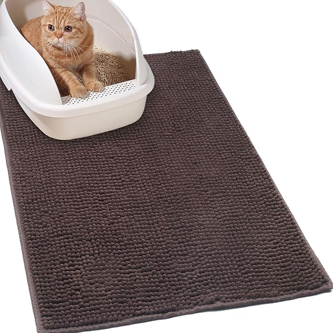 VIVAGLORY Cat Litter Mat Softgrip Litter Trapping Mat, 31"× 20", Brown | Litterbox Rug Box Catcher for Indoor & Floor, Easy Clean Washable Less-Mess Waterproof for Cat by VIVAGLORY