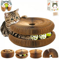 Kitty Kurls Magic Organ Cardboard Cat Scratcher Toy with 2 Balls, Brown | Upgraded-Magnetic, Mental & Physical Exercise, Multi-Shape Flip, Interactive Cardboard Cat Toy for Indoor Kitten/Cats,M, 1PCS by URSKTM