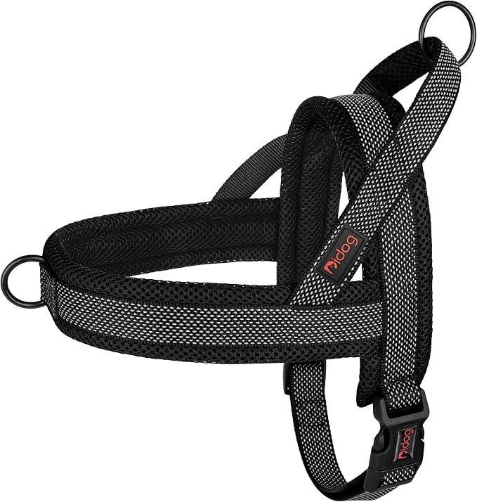 No Pull Dog Harness for Large Dogs, Breathable Mesh Padded, Black, L | Quick Fit, Easy On and Off, Adjustable, Reflective Vest Harness for Night Safty, Easy for Walking and Training, Chest 26-32" by Didog