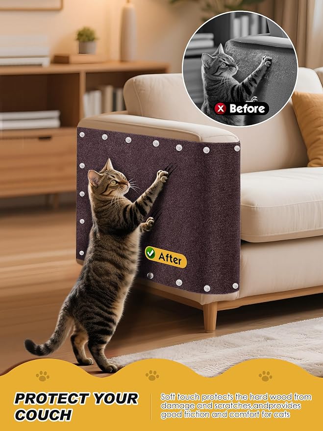 2PCS 39.4"x15.8" Cat Scratch Furniture Protector - Brown | Less claw damage, easier scratch-zone setup, worn post refresh, cleaner couch corners, softer look for cat homes - Image 2