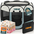 Dog Cat Small Animal Puppy Playpen Crate with 3 Blankets, Small, Grey | Portable Pop Up Pet Cage Enclosure Tent Kennel Indoor Outdoor with Carrying Case, No Assembly, Camping Use by MZNZ