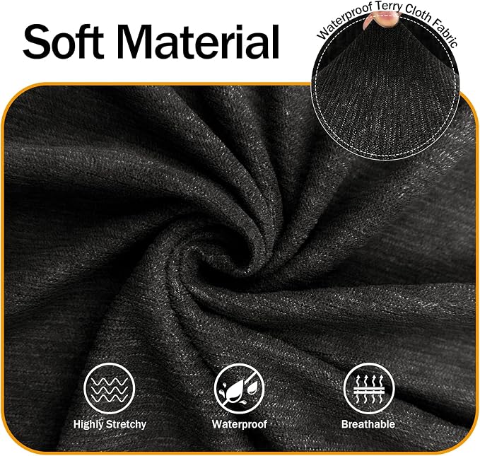 Waterproof Couch Cover, Stretch Non-Slip Sofa Slipcover with Elastic Bottom that Stays in Place - Leakproof Furniture Protector for Kids and Pets - Washable (Sofa, Black) - Image 5