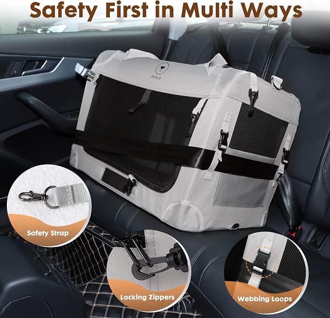 PEGIC Extra Large Cat Carrier for 2 Cats, Grey, X-Large | Portable Soft Sided, 24"×16"×16", Indoor and Outdoor Uses, For Car Traveling, Vest Visits - Image 5