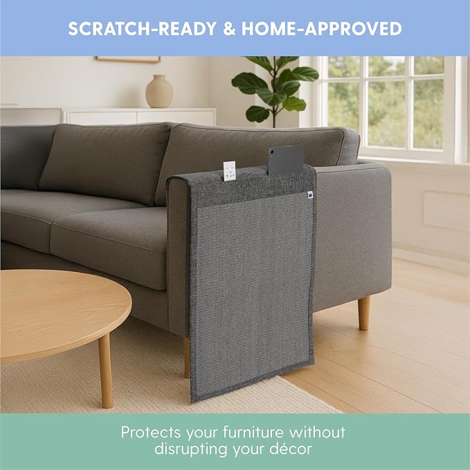 The Cat Ladies Cat Scratch Furniture Protector Mat - Couch Protector from Claws - Anti Scratch Furniture Protectors from Cats Scratching - Sisal Scratcher Pad with Pocket - Dark Grey - Image 7