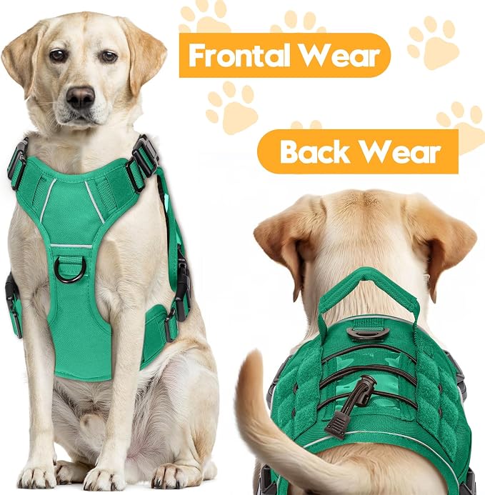 Heavy-Duty Tactical Dog Harness for Large Dogs, No Pull Adjustable Reflective Pet Vest with Molle System, K9 Military-Grade Control for Service Training, Outdoor & 10+ Breeds, Turquoise, Medium - Image 7