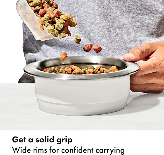OXO Pet Nonslip Stainless Steel Dog Bowl - Large, 4 Cup Capacity | Wide Mouth, Weighted Base, Comes Apart for Easy Cleaning, Dishwasher Safe, Cat Bowls - Image 5