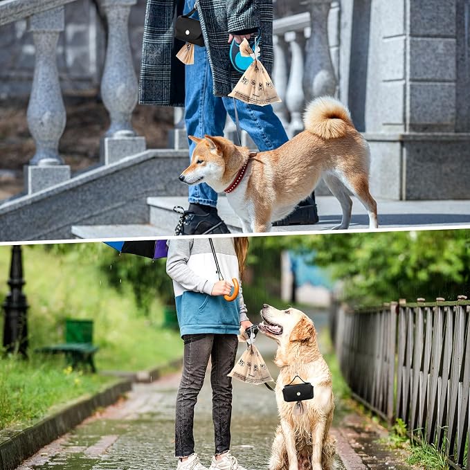 Affrolling 5 Pcs Leather Dog Poop Bag Holder Christmas Include 45 Scented Poop Bags Dispenser Cute for Travel Walking Dog Park and Outdoor Use(Black) - Image 4