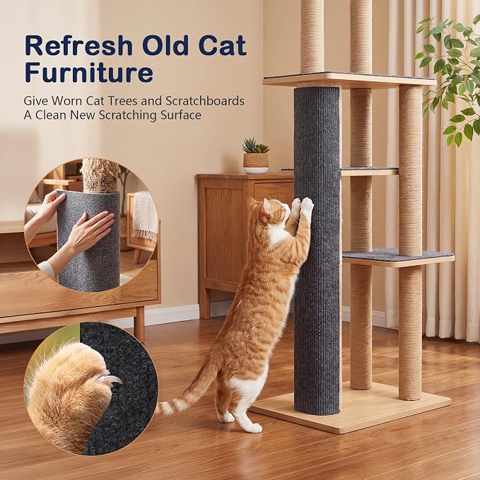 Cat Scratch Furniture Couch Corner Protector from Cat Claws, 78.7x15.8 Inch | Cat Wall Scratcher Mat with Catnip, Adhesive Cat Scratching Pads Renew Cat Stuff Sofa Tree Scratching Post Board Bed Tower - Image 4