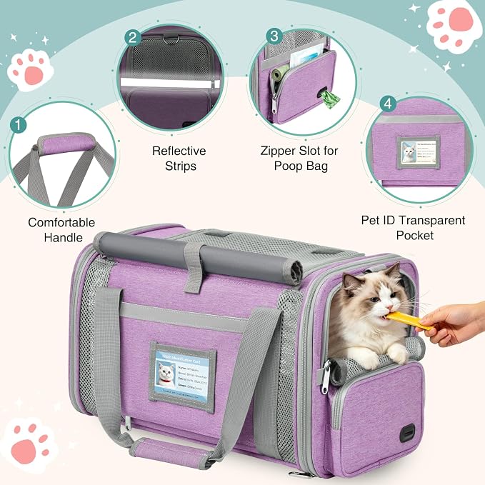 Cat Carrier Airline Approved Privacy Portable Top Load Pet Travel Bag | Soft Sided Pet Carriers for Small Cats Dogs Puppy up to 16 Lbs,Collapsible,Zipper Lock,Luggage Sleeve,2 Storage,Washable - Image 3
