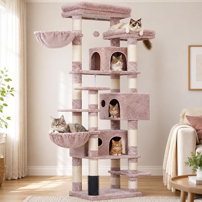 Hey-brother Cat Tree, Multi-Level Tower with 3 Condo, Hairbrush, MPJ035-MMU - Image 9