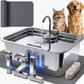 3.17Gal/12L Dog Water Fountain with Silicone Mat & 3 Filters for Dogs Cats | Stainless Steel Multi Pet Water Dispenser, Quiet Automatic Dog Water Bowl Dispenser with Visible Window & Alert Light by DeftPet