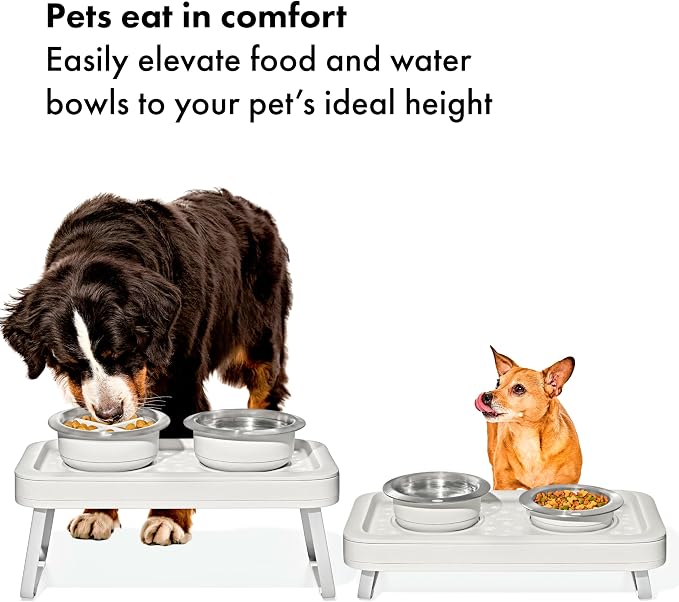 OXO Pet Adjustable Elevated Feeder | Keeps Dog Bowls Elevated, 2 Adjustable Heights Settings, Non-Slip Feet, Ideal for Food, Water, Dog & Cat Bowls - Image 2