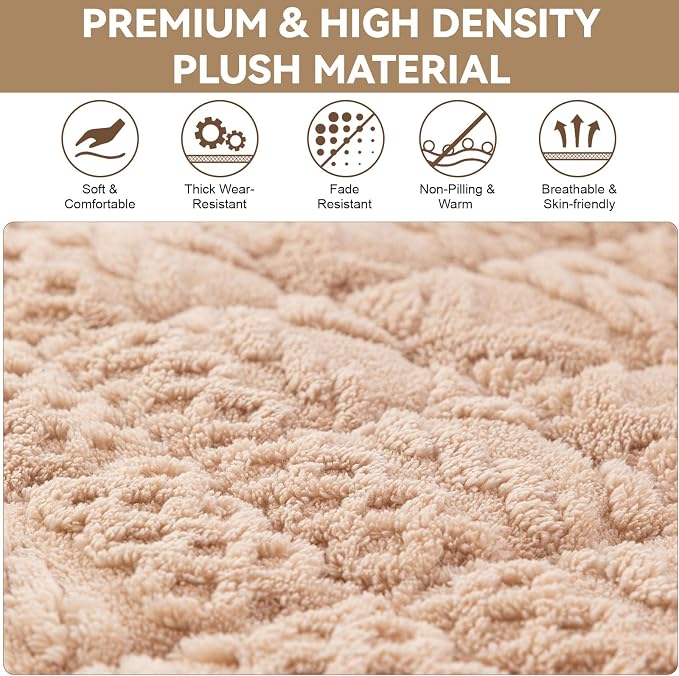 OTOB Couch Cover for Dogs Washable Pet Friendly, Non Slip Plush Fuzzy Love Seat Couch Covers Sofa Slipcovers, Geometric Jacquard Soft Pet Cushion Mat Protector All Seasons, (Camel, 27.6" x 59.1") - Image 3