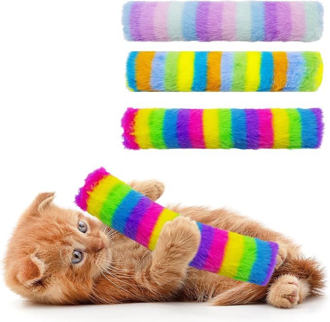 3 Pack Catnip Toys,Soft and Durable Cat Pillows Toys, Funny cat Toy | Crinkle Sound Catnip Toys, Cat toys for indoor cats, Indoor Interactive toy, cat kicker toy (Rainbow Set) by MAIIU
