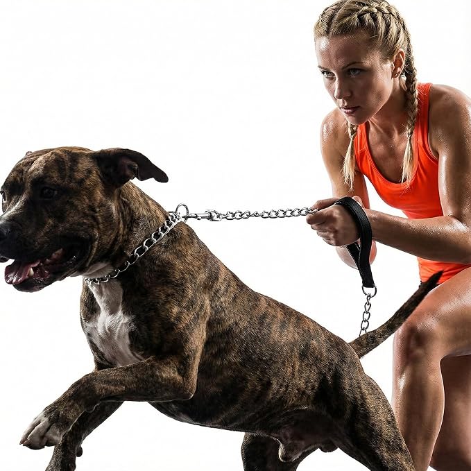 Heavy Duty Dog Chain Leash, 6 ft x 3.0 mm (25-120 lbs) | Padded Handle for Large & Medium Size Dogs - Image 3