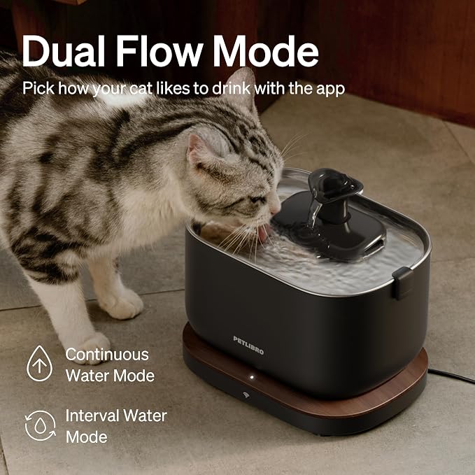 PETLIBRO Cat Water Fountain Stainless Steel Tray, App Monitoring Cat Fountain Indoor, 2.5L/84oz Dockstream Pet Water Fountain, Quite Cat Fountains for Drinking, 2.4G WiFi Cat Water Dispenser BPA-Free - Image 8
