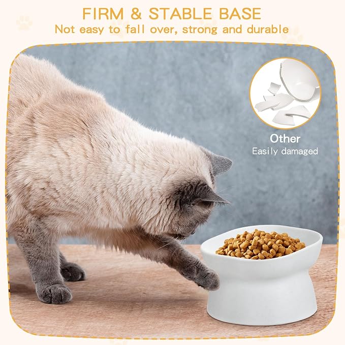 4 Pieces Plastic Tilted Elevated Cat Bowls Raised Cat Food Bowls Elevated Feeding Dish for Flat Faced Kitten Kitty Pets Supplies(White) - Image 5