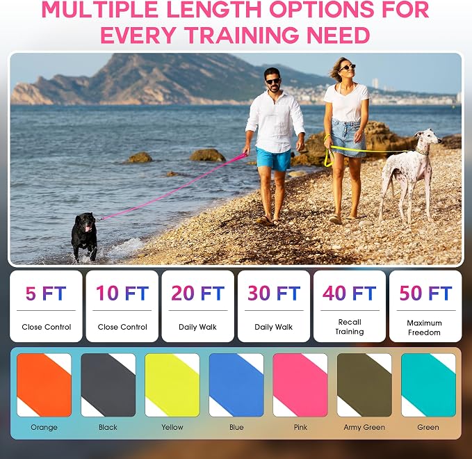 Wolfone Waterproof Dog Leash 10FT Long Line Training Leash for Dogs | Long Line Dog Leash Durable PVC coated leash with waterproof surface easy clean design for recall and outdoor walks - Image 3