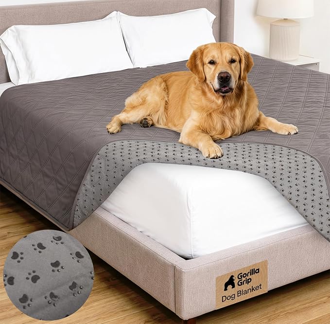 GORILLA GRIP® Waterproof Dog Blanket, Couch Cover for Dogs, 82x102 Charcoal | Silicone Grip Backing, Washable, Leakproof, Protects Sofa, Sectional, Bed, Crate, Car and RV, Senior Pet Essential by Unknown