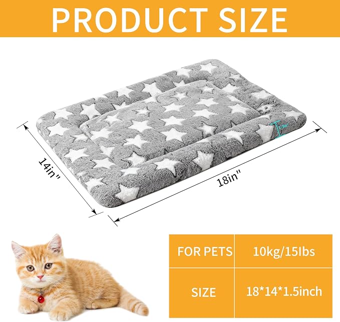 Dog Bed Mat, Reversible Crate Pads for Small/Medium/Large Dogs & Cats Sleeping, Portable & Soft, Dog Beds Crate Pad (Grey, XS(18"*14"*1.5")) - Image 2