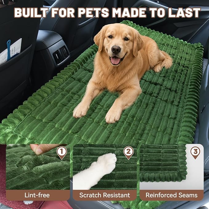 Dog Car Seat Waterproof Bed Cover Back Seat Dark Green 23.6”x51” | Nonslip Soft Comfortabl Pet Bed Mat Car Blanket for Travel Backseat Extender Seat Covers Dog Bed for Cars Trucks and SUVs - Image 8