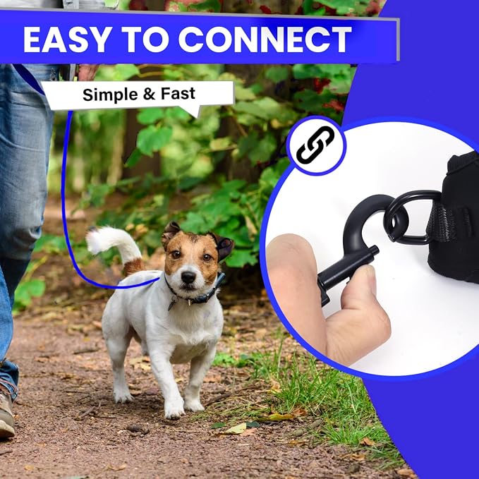 Waterproof Long Line Dog Leash, Padded Handle, 30 ft, Blue | Soft PVC-coated webbing with 360° swivel carabiner for swimming, tracking and rainy walks - Image 5