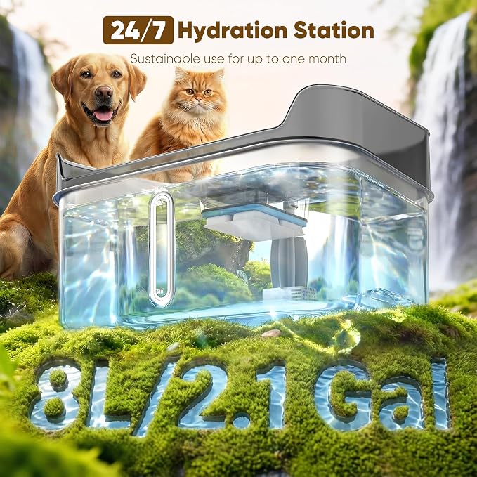No Spill Dog Water Fountain Stainless Steel, Large 8L/2.1Gal Ultra Quiet | Pet Water Fountain for Cats Dogs Indoor, Automatic Dog Water Bowl Dispenser - Image 5