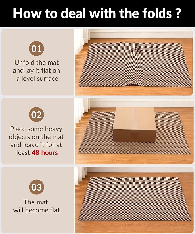 Cooyes Cat Litter Mat - Cut to Fit Any Place, 47"x35" Extra Large Litter Trapping Mat for Litter Box, Easy to Clean, Waterproof & Non-Slip Kitty Pad, Scatter Control to Protect the Floor (Khaki) - Image 8