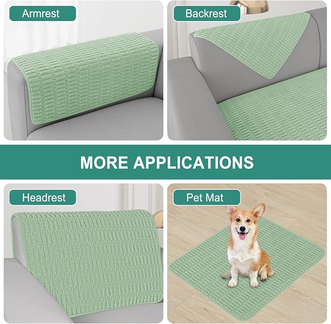 Foxdecor Couch Arm Cover Sofa Armrest Cover Armchair Covers, Anti-Slip Couch Arm Protectors Sofa Arm Covers Pack of 2pcs, (Sage Green 30x30 Inch) - Image 4