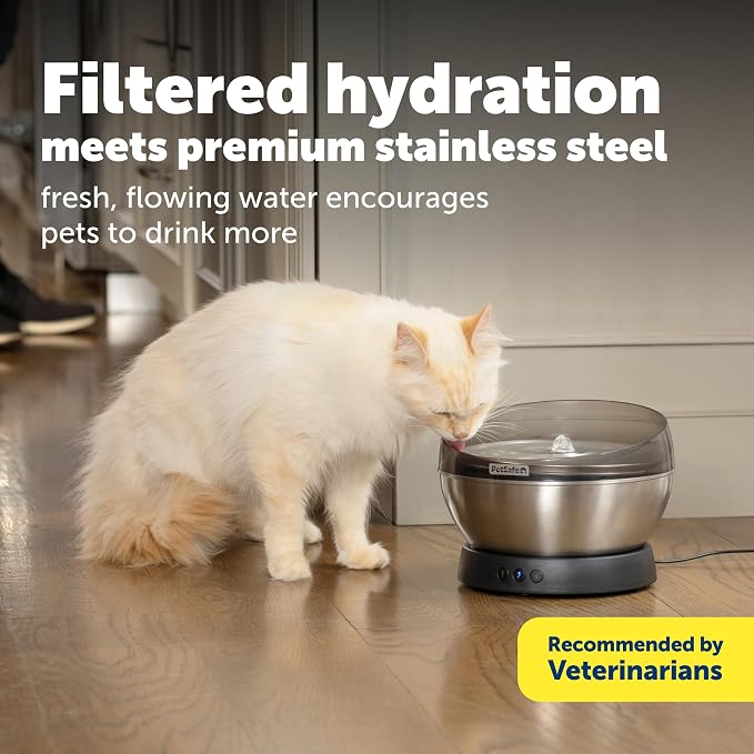 PetSafe HydroSphere 60 oz Stainless Steel Pet Fountain - Filtered Water Fountain for Cats and Small Dogs - Dishwasher Safe - Quiet, Wire-Free Pump - Easy to Clean - Image 2