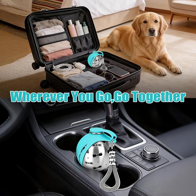 Portable Dog Water Bottle 10oz Stainless Steel Travel Dog Water Dispenser with Bowl No-Spill Puppy Water Bottle for Walking Hiking Small Dog Water Bottle (Blue Bow Print) - Image 9