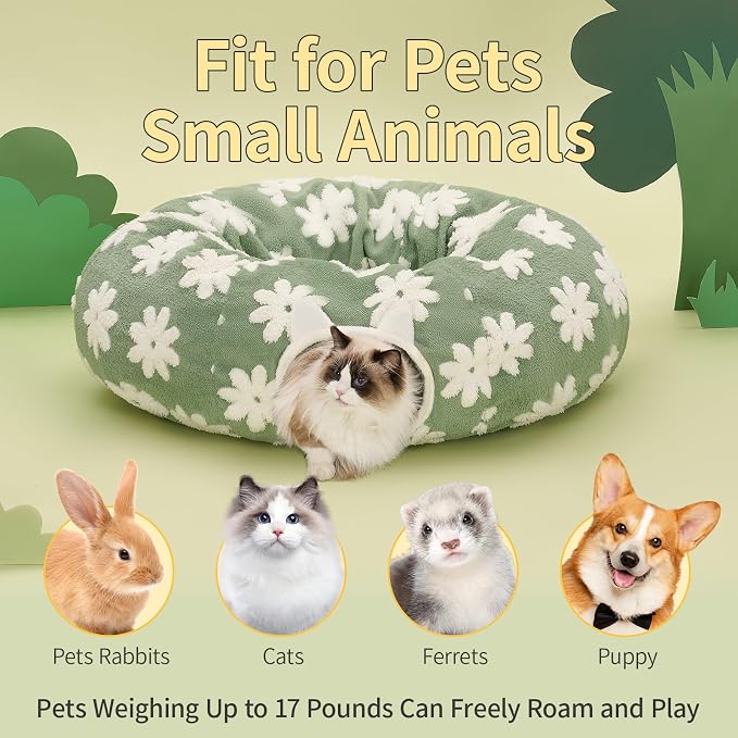 Pesen Cat Tunnel Bed with Soft Cushion for Indoor Cats and Kittens | Interactive Pet Toy Encourages Exploration, Supports Natural Instincts and Bonding for Cats, Small Dogs and Rabbits - Image 3