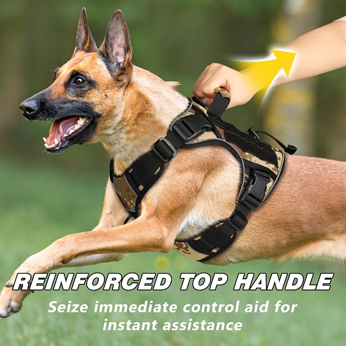 WINGOIN Tactical Dog Harness for Small Dogs,Heavy Duty No Pull Dog Harness | with Handle,Adjustable Reflective,Military K9 Style,Big Size Dog Vest,for German Shepherd,for Walking Training Hunting - Image 2