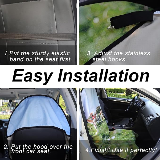Car Seat Cover Protector Front Seats,for Gym Workout,Running,Swimming,Beach and Hiking,Waterproof Sweat Towel Bucket Seat Covers for Cars SUV Trucks (Dog Print, 2Pcs) - Image 4